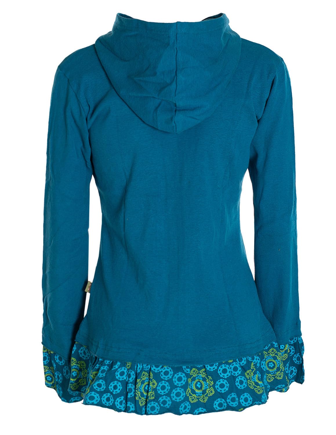 Vishes - Alternative Bekleidung - Damen Sommerjacke Blumen-Strickjacke Elfenjacke Kapuzi Rüschen