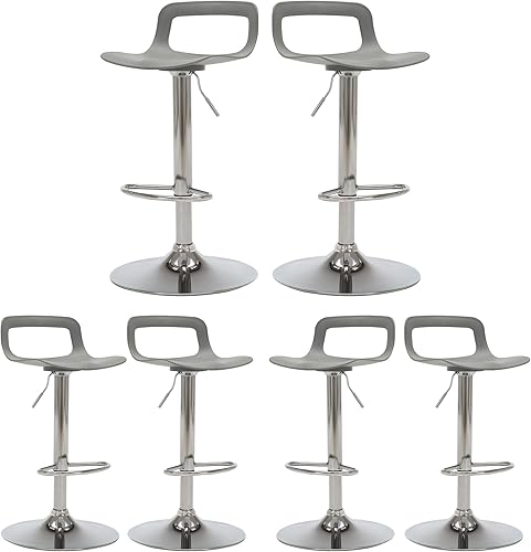 Miniatura 17 de thksbought Juego de 4 taburetes de bar, taburetes de bar giratorios de plástico ajustables, taburetes modernos con respaldo abierto y reposapiés,