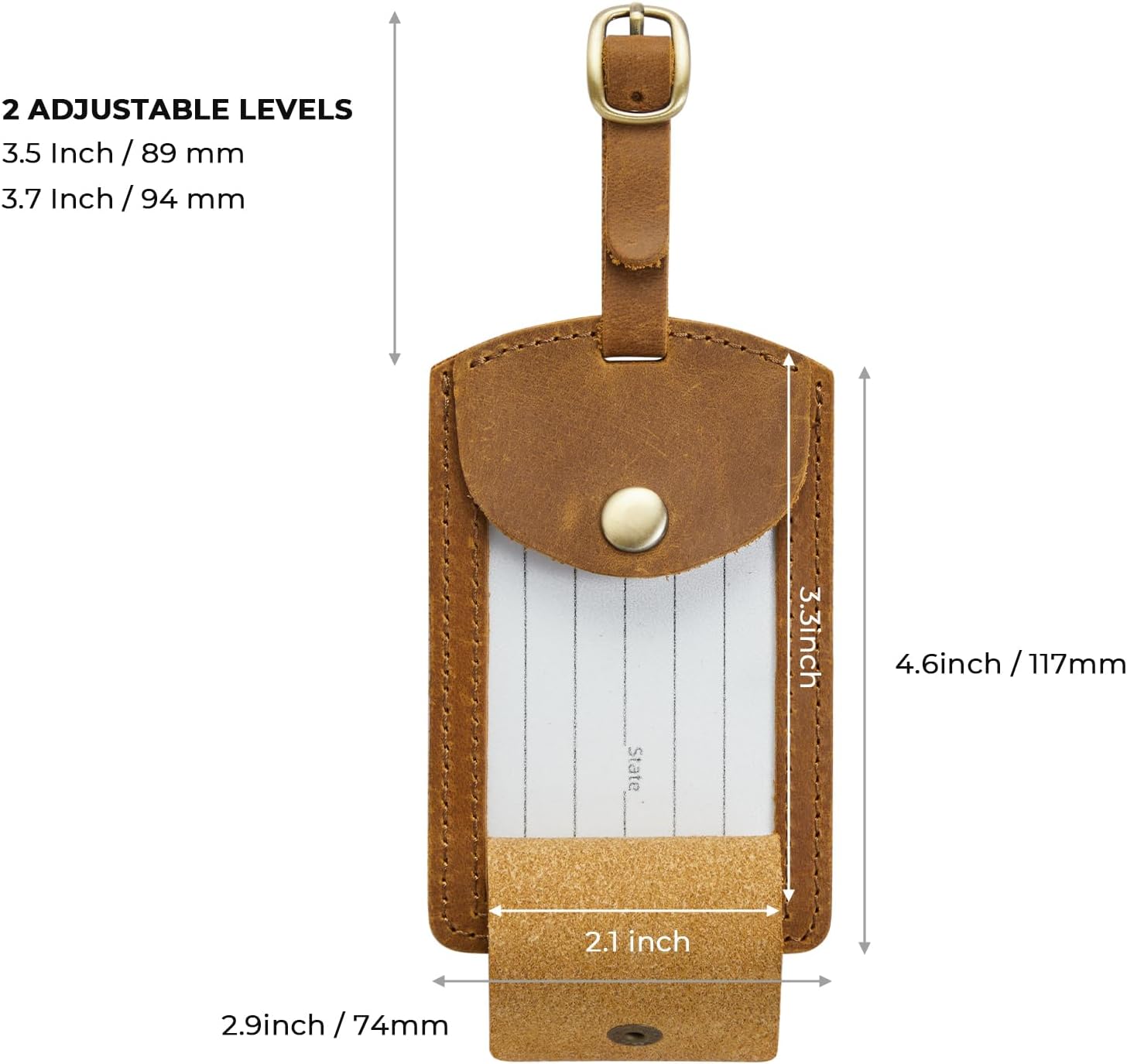 S-ZONE Leather Luggage Tag for Suitcases TSA Approved Adjustable Personalized Travel Tags - Image 2