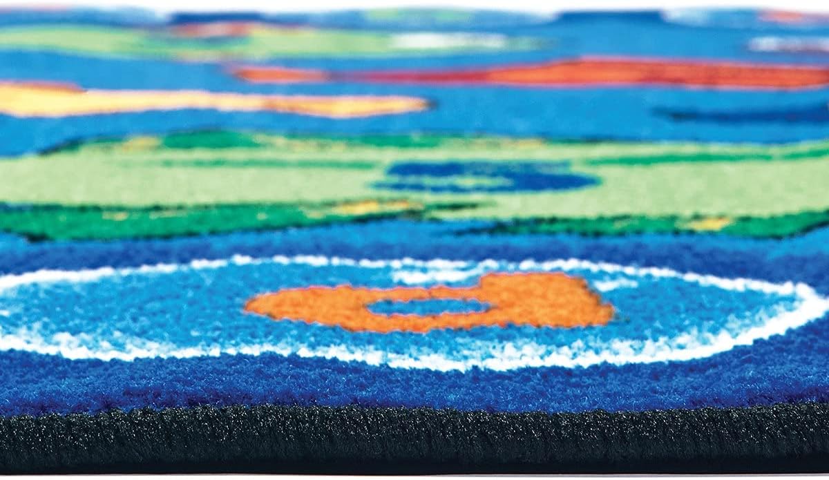 Carpets for Kids 6813 Fishing for Literacy Play Rug 3ft 10in x 5ft 5in Rectangle Blue