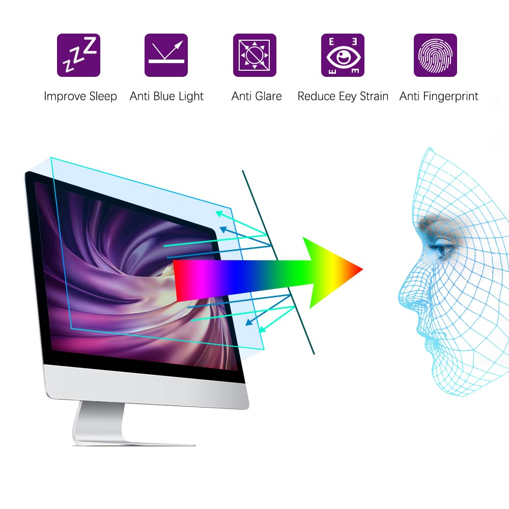 Protector de pantalla extraíble de 27 pulgadas con bloqueo de luz azul, película antideslumbrante, protector de pantalla anti-UV para monitor de escritorio de 27" 16:9