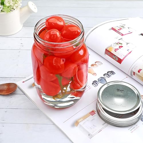 Miniatura 6 de Juego de tarros Mason de boca ancha, tarros de vidrio transparente de 32 onzas, paquete de 4 para almacenamiento, avena nocturna, aperitivos,