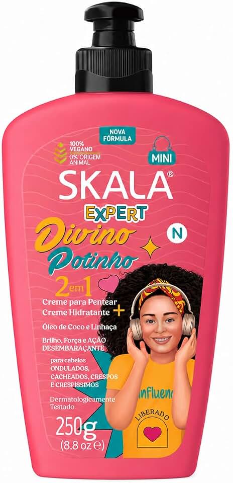SKALA Creme Para Pentear Skala 250G Divino Potinho Skala | 2 em 1: Creme para Pentear e Tratamento para Cachos Infantis