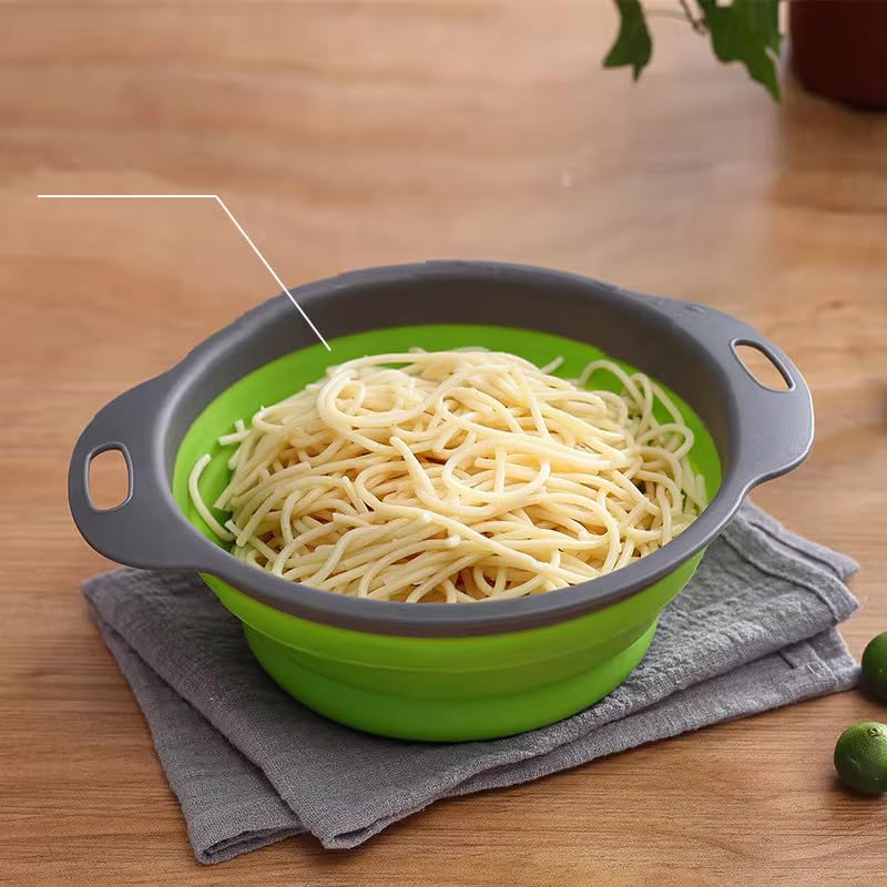 Juego de 2 coladores plegables redondos - Juego de coladores de cocina de silicona 5