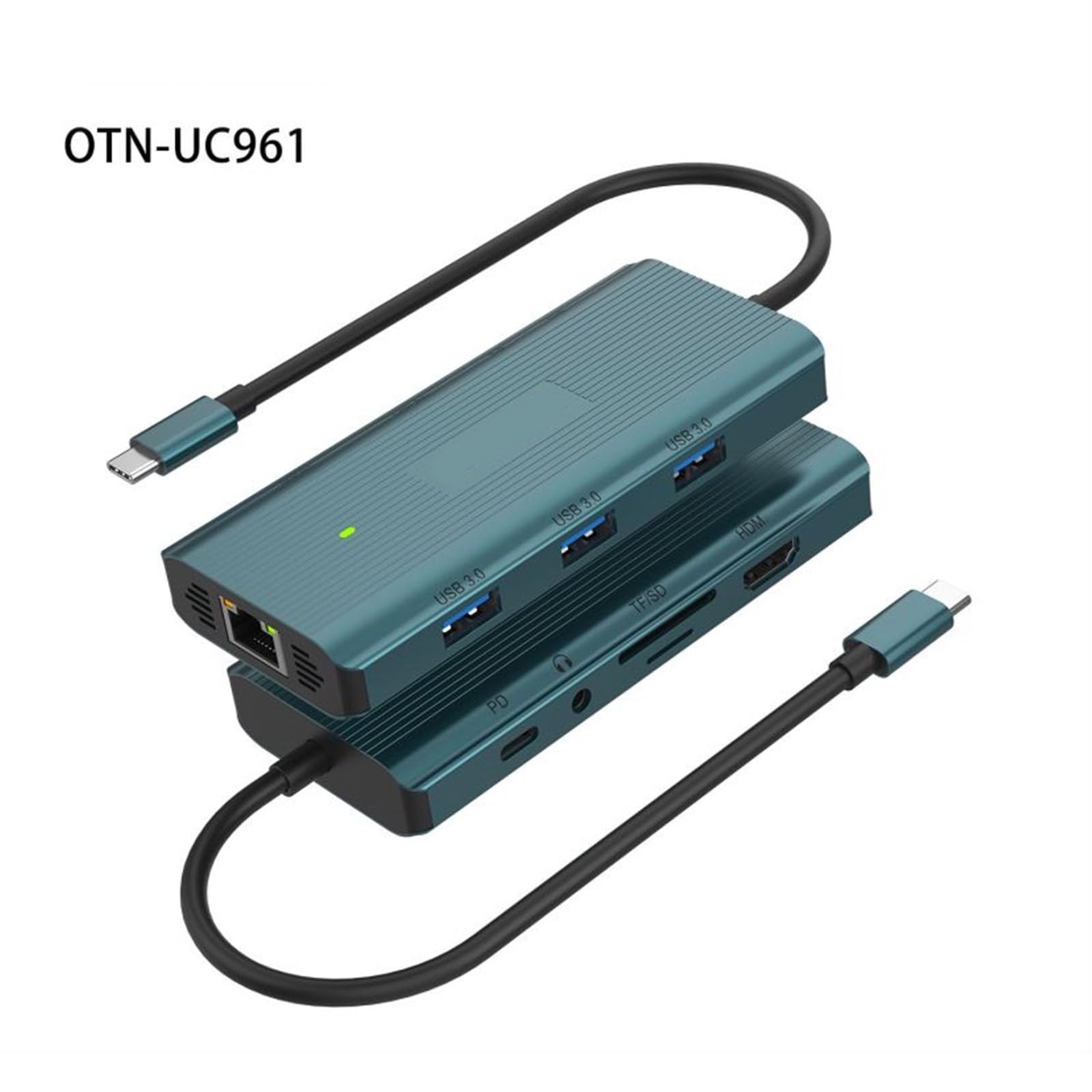 UC961 koncentrator USB C ze stopu aluminium 9 w 1 stacja dokująca z 1000 M Ethernet, 3USB 4K30Hz czytnik kart HDTV 100 W ładowanie PD Hub USB C z wyświetlaczem