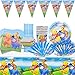 72 Pcs Set Feste Winnie the Pooh - Miotlsy Winnie the Pooh Stoviglie, per Festa di Compleanno Winnie the Pooh per Bambini Articoli