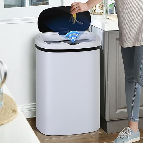 Miniatura 11 de Dkeli Bote de Basura Automático de 13 Galones, Bote de Basura de Cocina de 50 Litros Sin Contacto con Tapa, Contenedor de Residuos Cepillado