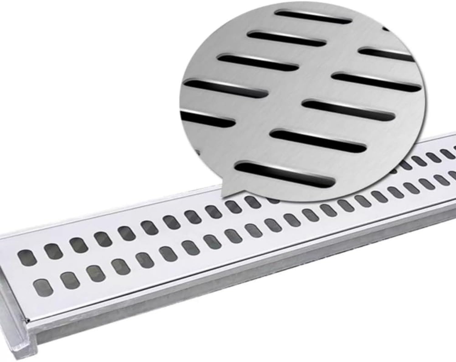 Canaletta Scolo Acqua Piovana Canale di Scarico in Acciaio Inossidabile,Filtri Lineari per Grondaie,Terrazza da Giardino,Fattoria,Drenaggio Trincea con Griglia Rimovibile 100x12CM(39"x4.7")