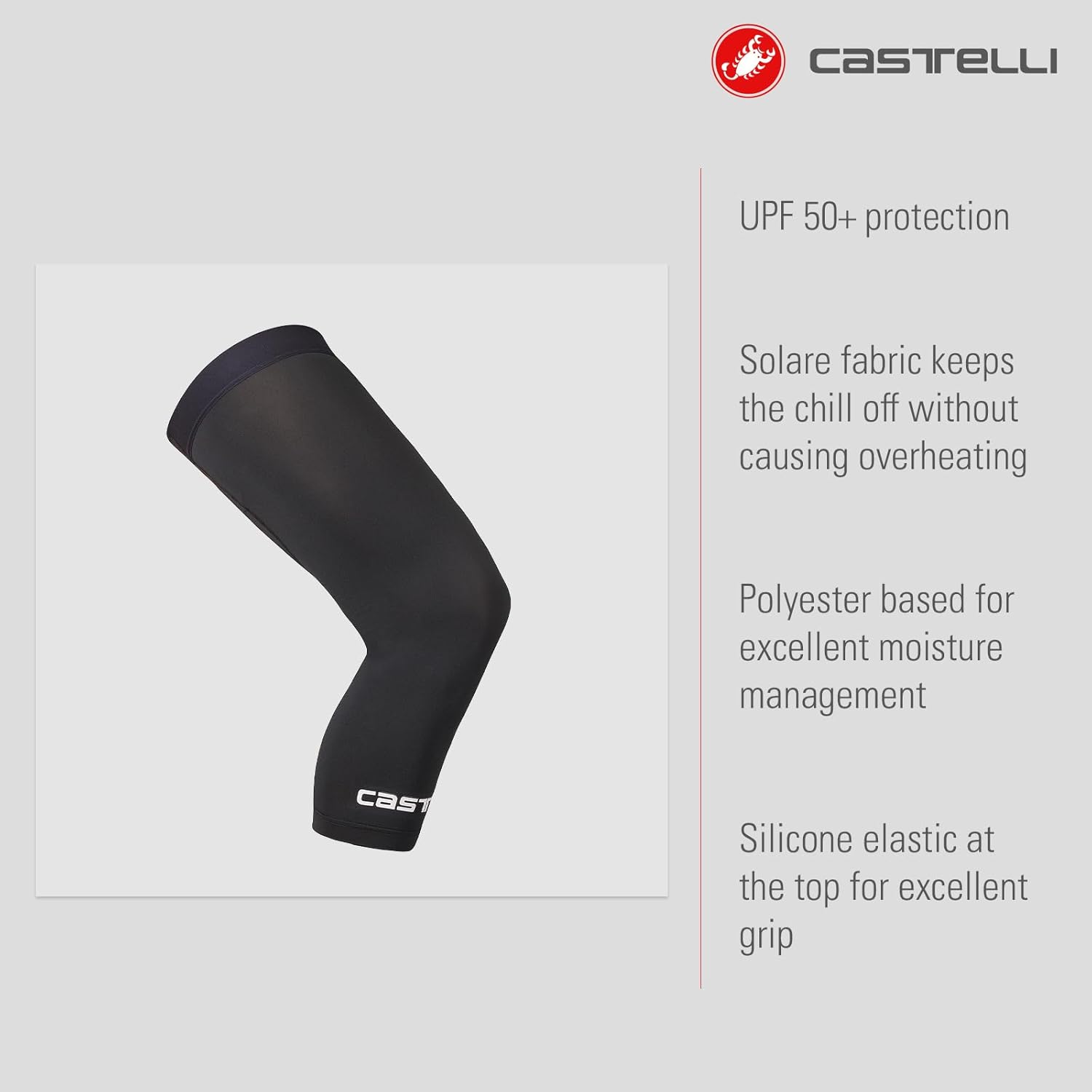 CASTELLI UPF 50 + Light Knee 2 Sleeves, UPF 50 Breathable Sleeve for Cycling, Road Biking & Gravel Riding, Men & Women - Image 2
