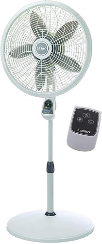 Miniatura 9 de Lasko Pedestal oscilante y ventiladores de soporte, blanco de 16 pulgadas y negro de 18 pulgadas