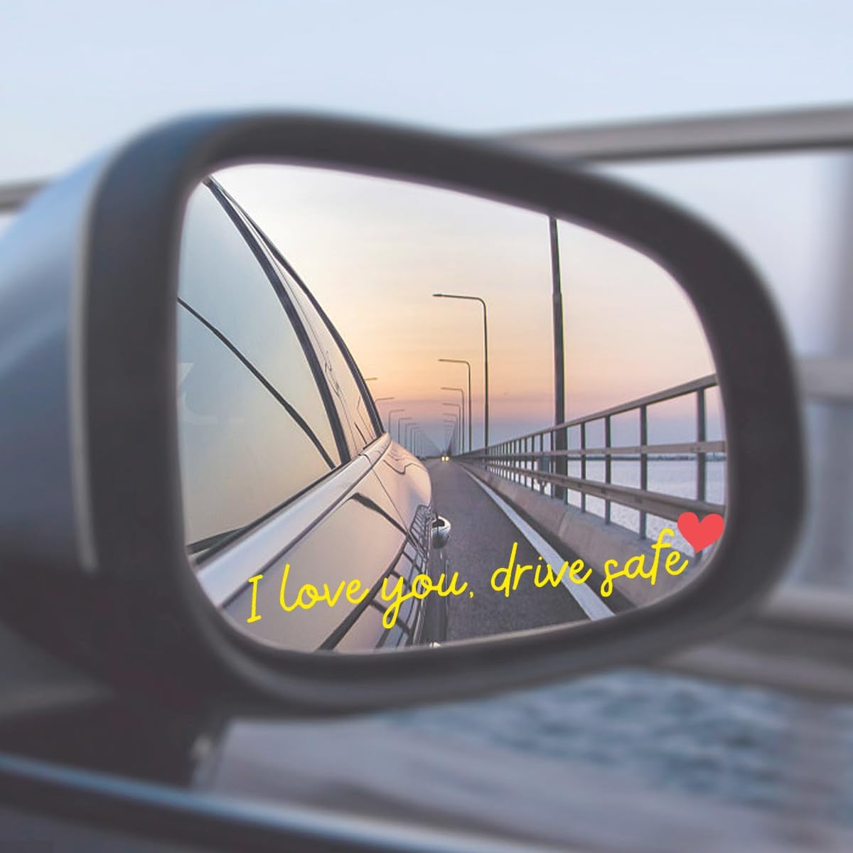 I Love You Drive Safe Car Mirror Stickers, 3PCS Cute Affirmation Vehicle Rear View Mirror Decal, Funny Automotive Window Decoration Stickers, Universal for Automobile RV Truck (Yellow) image 5