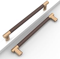 Vista 1 de Paquete de 10 manijas de gabinete de cocina color bronce marrón y champaña de 7 pulgadas (177 mm) con centro de orificio moleteado, tiradores