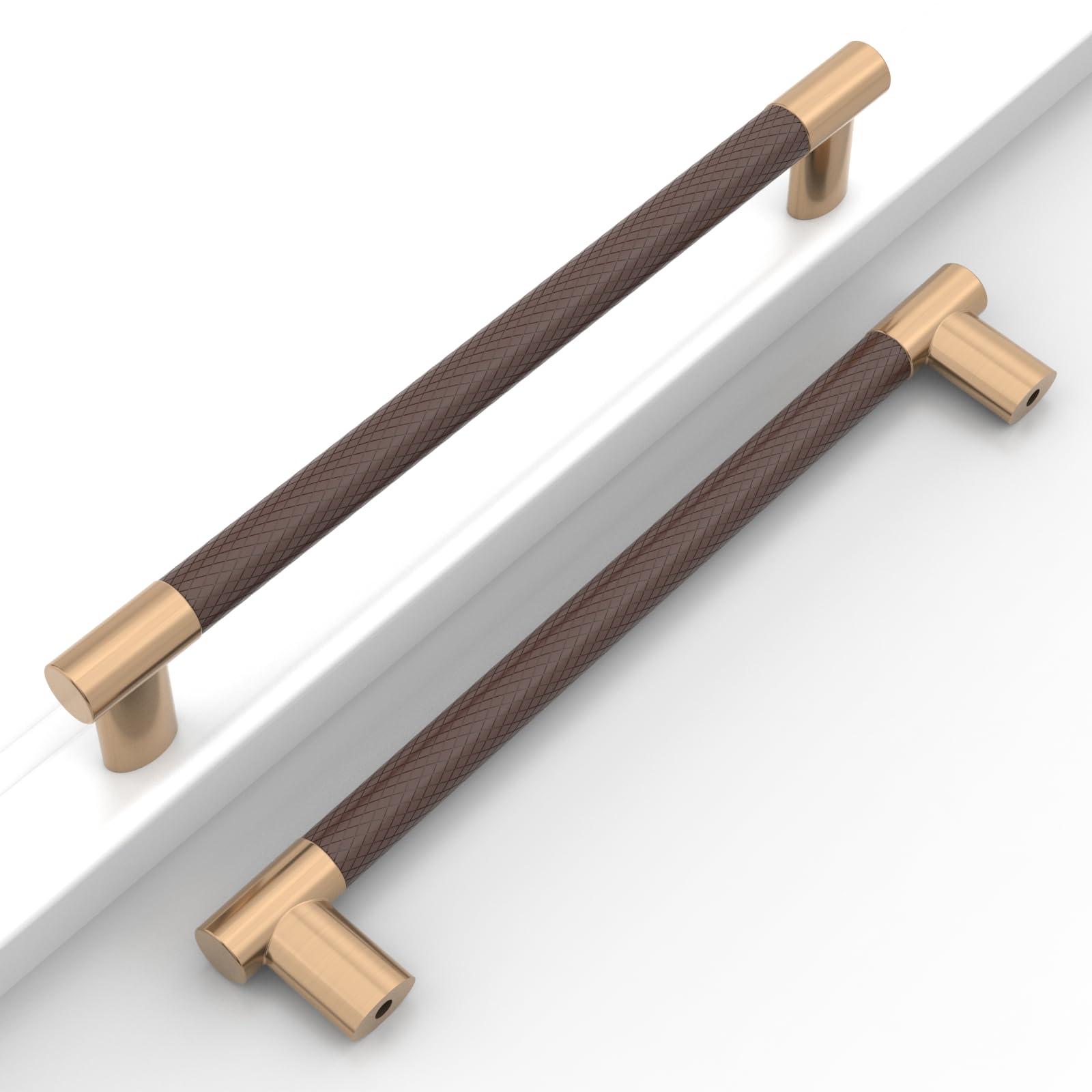10 Pack 10″(254mm) Champagne Bronze and Brown Cabinet Pulls, Knurled Antique …