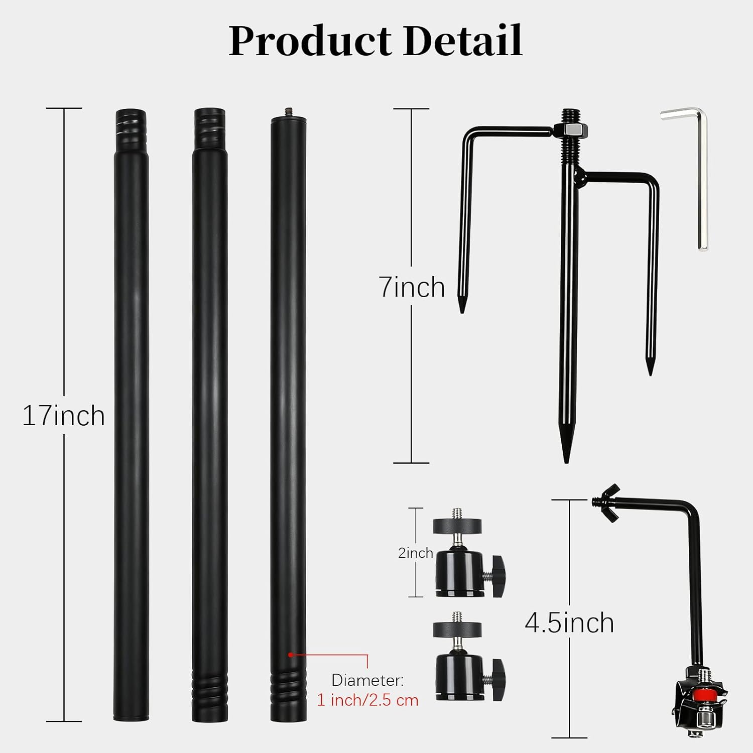 6' Trail Camera Stake for 2 Devices, Heavy Duty Game Cam & Solar Pak Battery Mounting Post with 360° Rotatable 1/4" Ball Head Mount, Multi-Pivot Stable Rugged Steel Security Camera Stand(2 Pack)