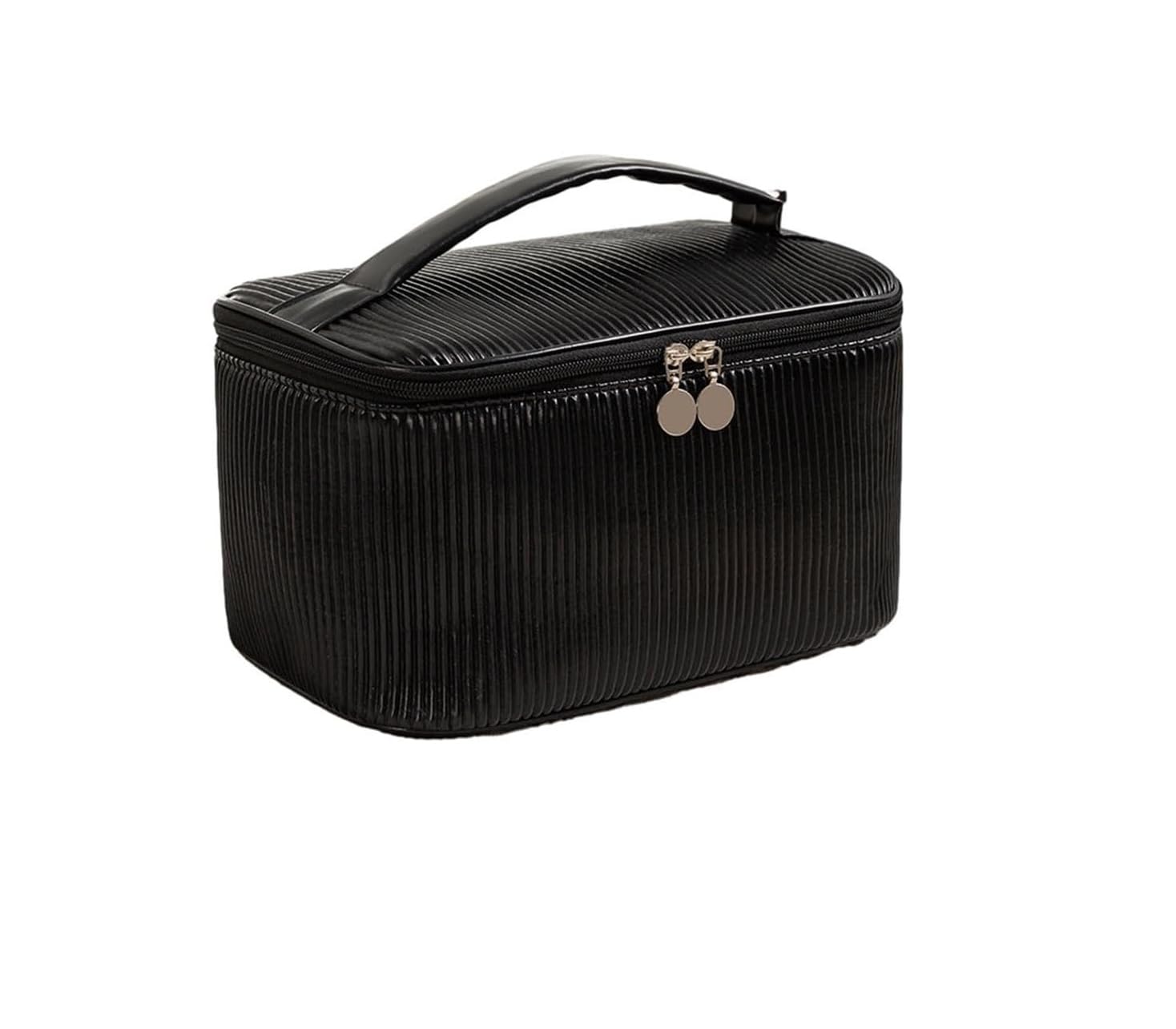 BLUE BEADS Cosmetic Vanity Bag PU Leather with Makeup Brush Bag Multifunction Toiletries Organizer Toiletry Bag for Women and Girls (Black)-image-24