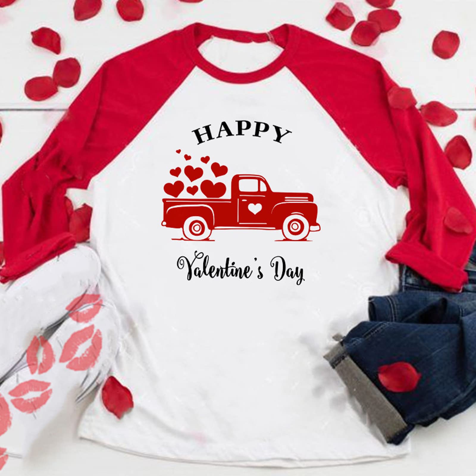 Generisch Valentinstag Sweatshirt für Neugeborene Kleinkinder mit niedlichem Briefdruck als übergroßes Rundhals-Oberteil
