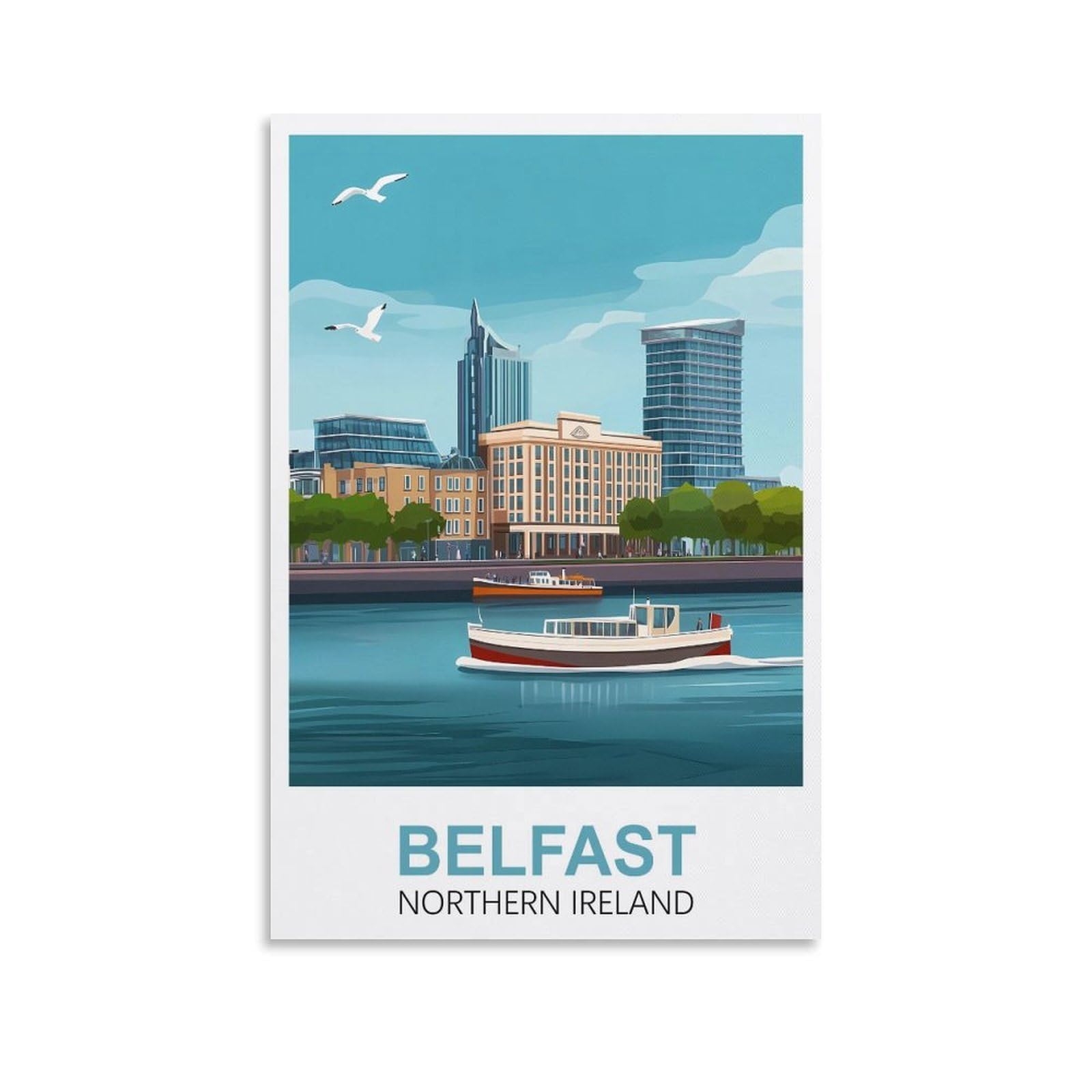 Ymqwjylw Unframe-Style Belfast Northern Ireland Vintage Travel Posters 08X12inch(20X30cm) Canvas Printing Home Decor Wall Art Prints