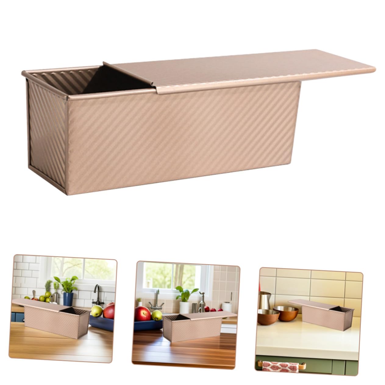 ULTECHNOVO Molde para Pan con Tapa de Carbon Steel Caja para Tostadas de Molde Antiadherente para Hornear