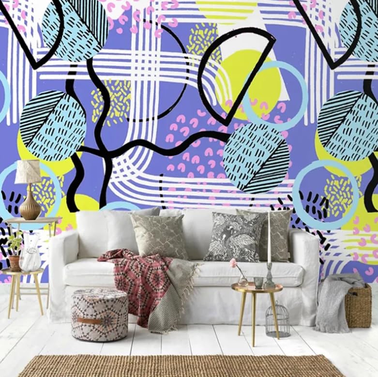 Toile pour mur de salon effet 3D - Papier peint photo ville et arc-en-ciel 200x140cm
