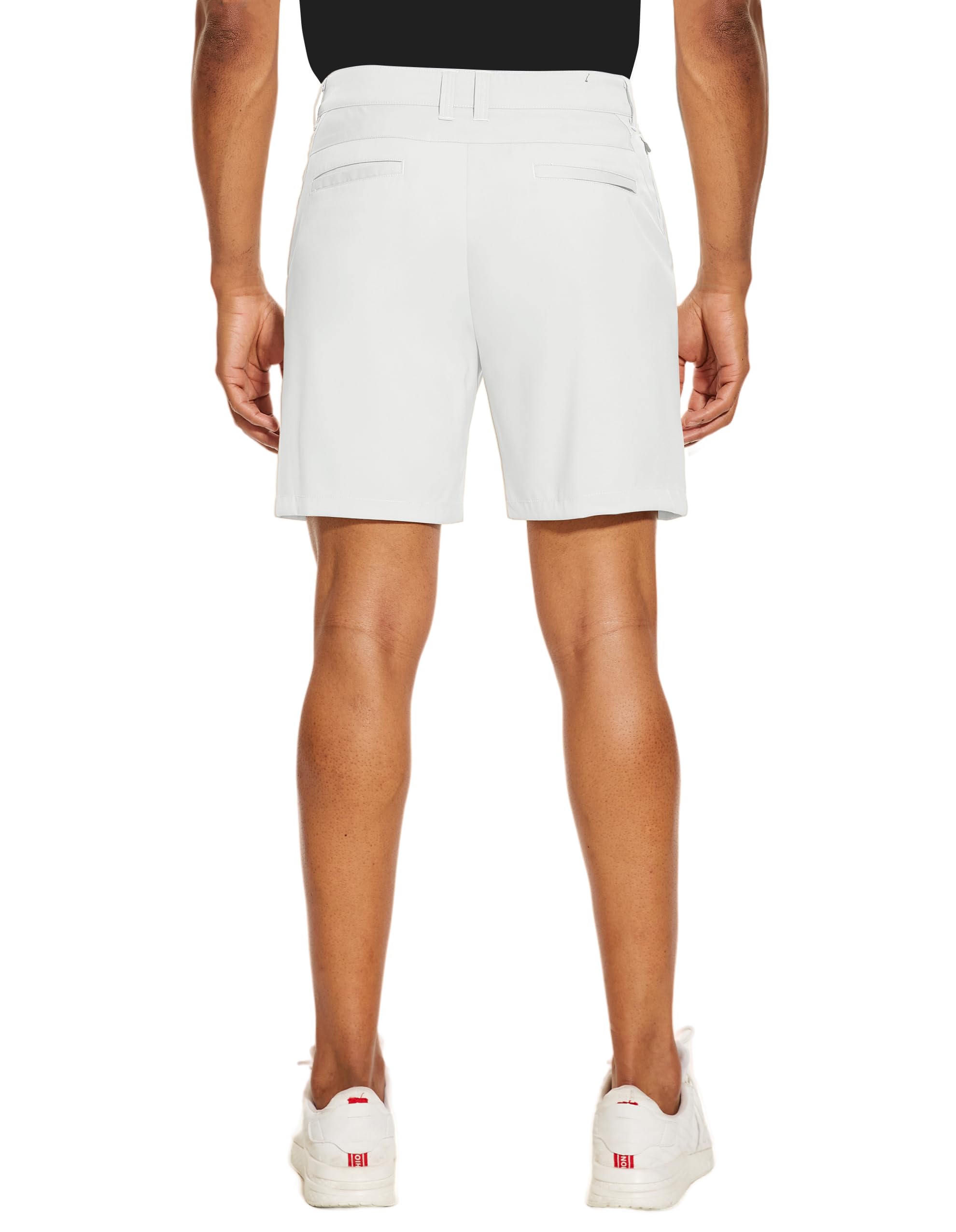 PULI Pantalones cortos de golf para hombre, parte delantera plana, híbridos, 7 pulgadas, ligeros, de secado rápido, estilo chino casual, con bolsillos