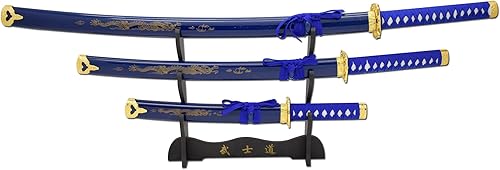 Miniatura 8 de Snake Eye Tactical Juego de katana samurái de 3 piezas con diseño de dragón de dos tonos