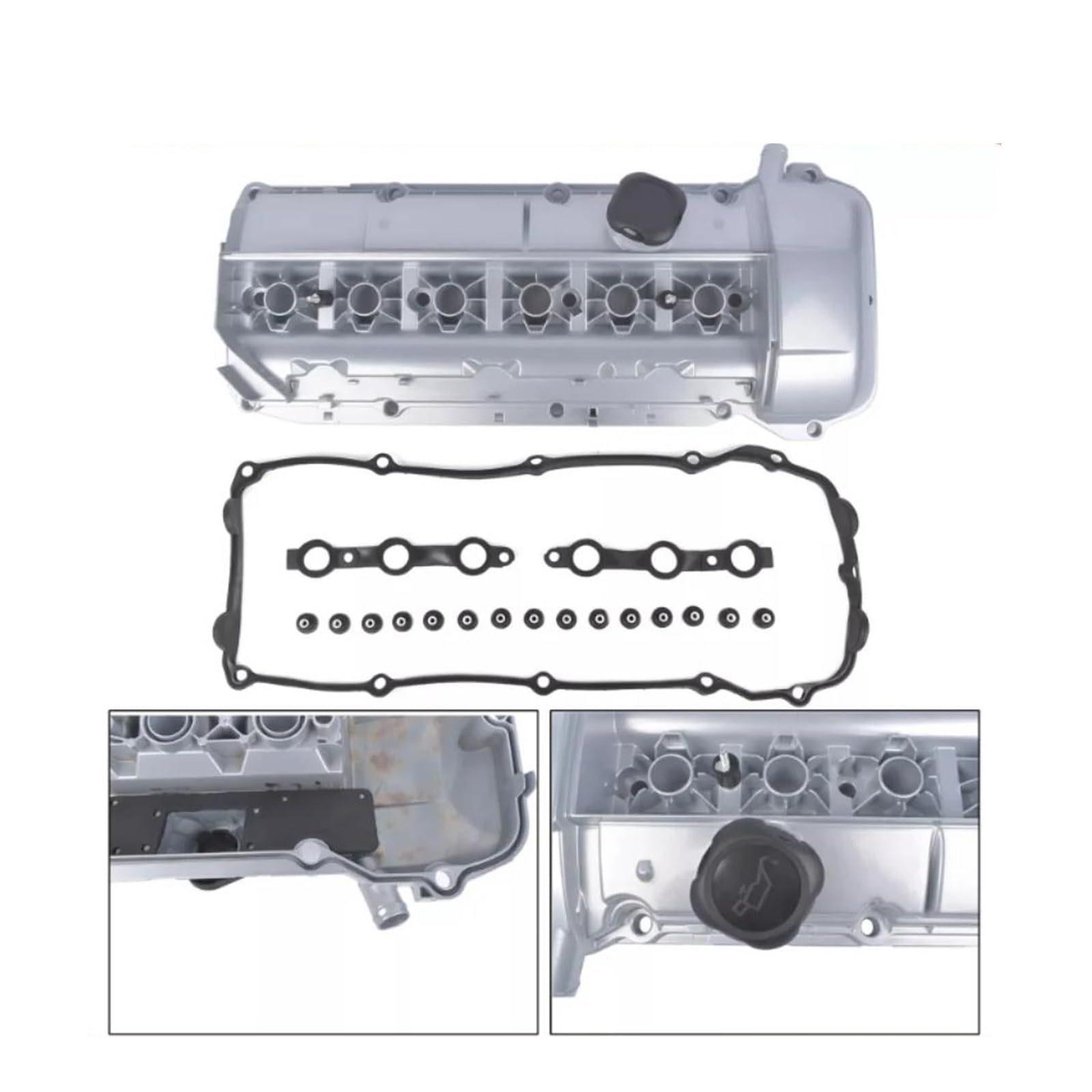 Guarnizione Coperchio Punterie Coperchio Valvola Motore In Alluminio Con Guarnizione Per 2.5 3.0 L Per BMW 325i 530i X3 X5 Z4 2.5L 3.0L M54 M54B25 M54B30 L6 GAS 11127512839