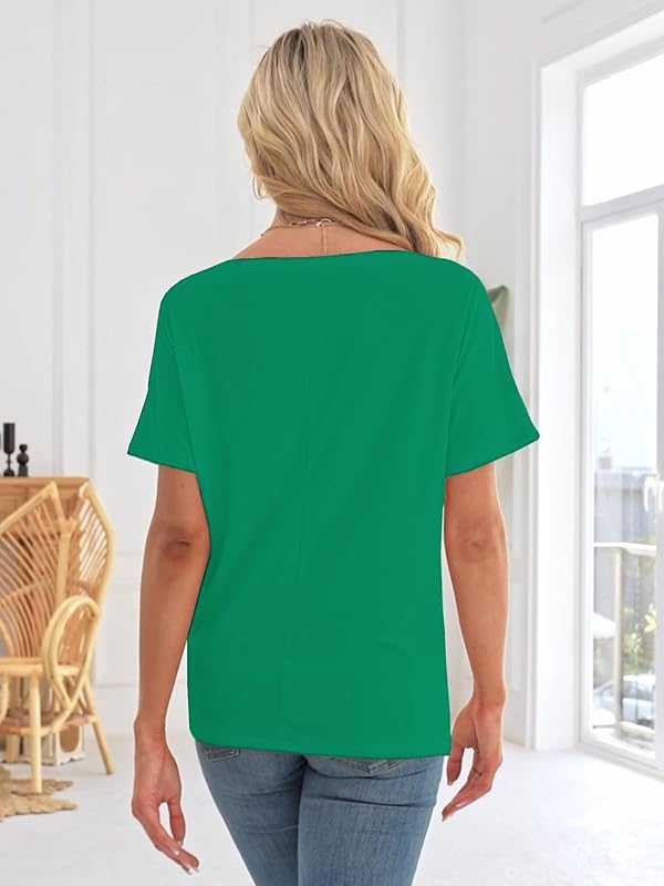 Mcnlyce Off the Shoulder Tops for Women Batwing Short Sleeve Summer Tshirt by Mcnlyce - Used condition - Image 4