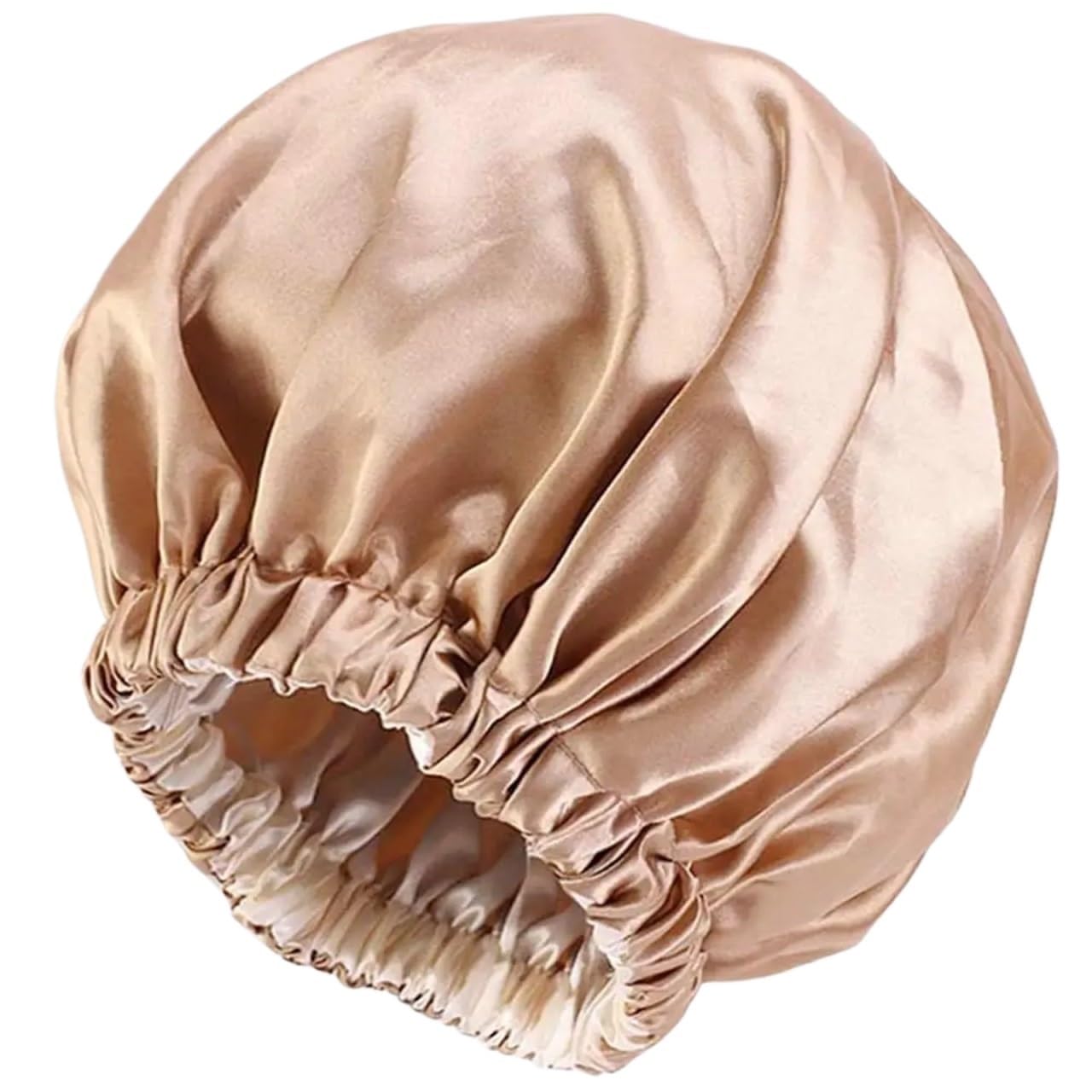 Seidenhaube Haarpflege Doppelschichtige Satin-Haarhaube aus Seide for die Haarpflege zu Hause. Seidenhaube zur FüR Schlafende(Gold)