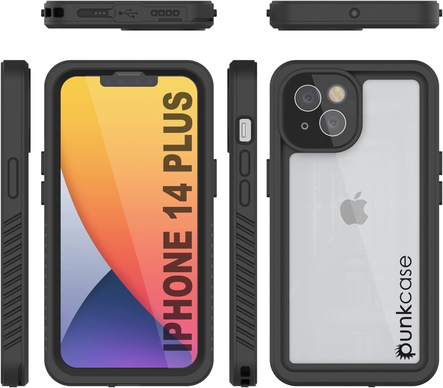 Punkcase for iPhone 14 Plus Waterproof Case [Extreme Series] [Slim Fit] [IP68 Certified] [Shockproof] [Snowproof] Armor Cover W/Built in Screen Protector for iPhone 14 Plus (6.7")(2022)(Black)