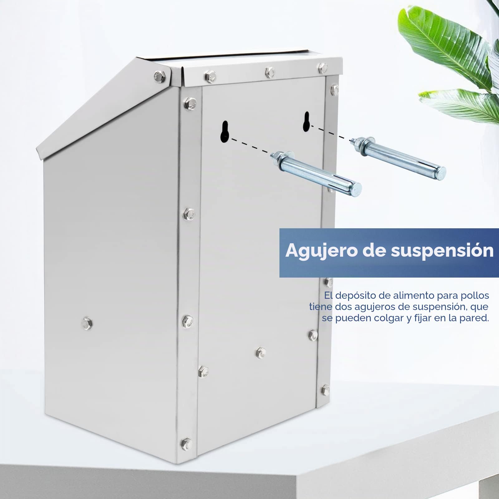Alimentador automático de pollo de 4,5 kg, de acero inoxidable, con cuchara, dispensador de alimentos, comedero para gallinas, patos, aves de corral, comedero de pollo al aire libre