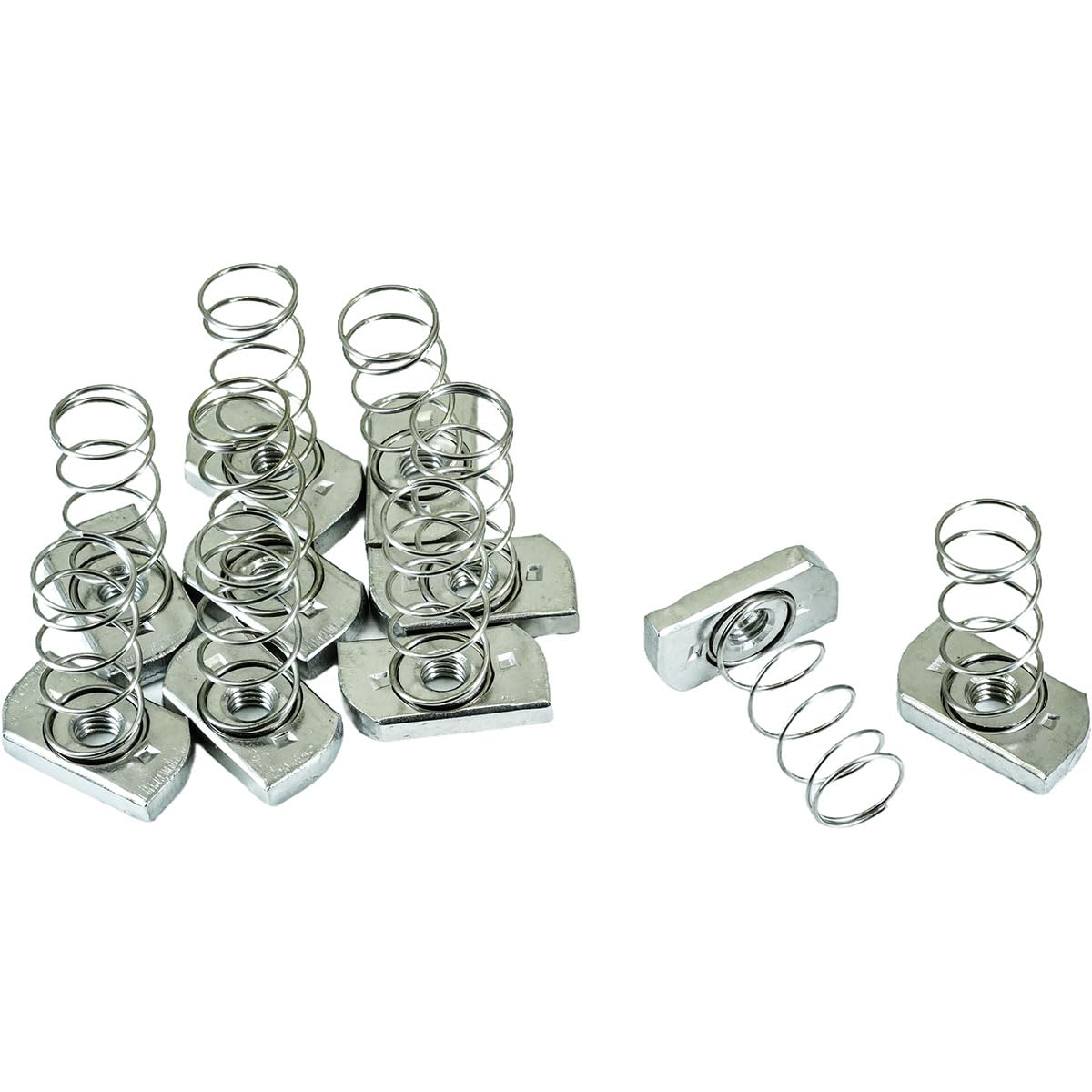 ciciment 304 Stainless Steel Strut Channel Nuts with Spring - Pack of 10 (M8), Silver