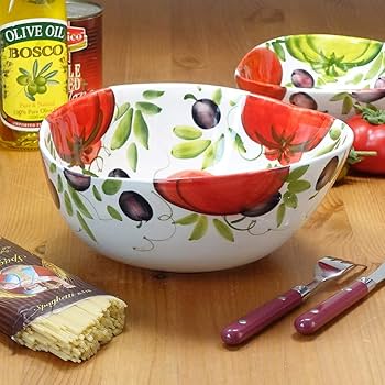 Amazon.co.jp: イタリア製 トマト柄 陶器 サラダボウル かなり