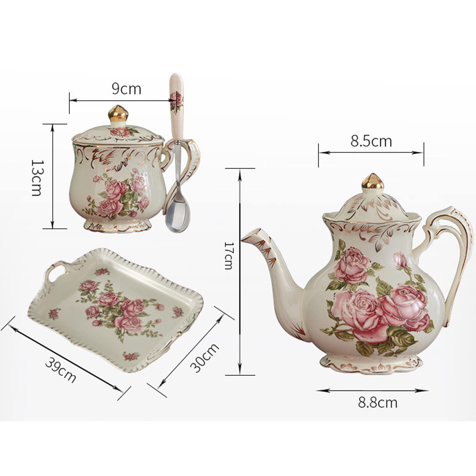 Juego De Tazas con Tapa con Bandeja para Tazas (400 Ml) 13.5 Onzas, Tazas Cappuccino Latte Mocha, Taza De Té para Fiesta, Tazas De Café De Porcelana, Juego De 5