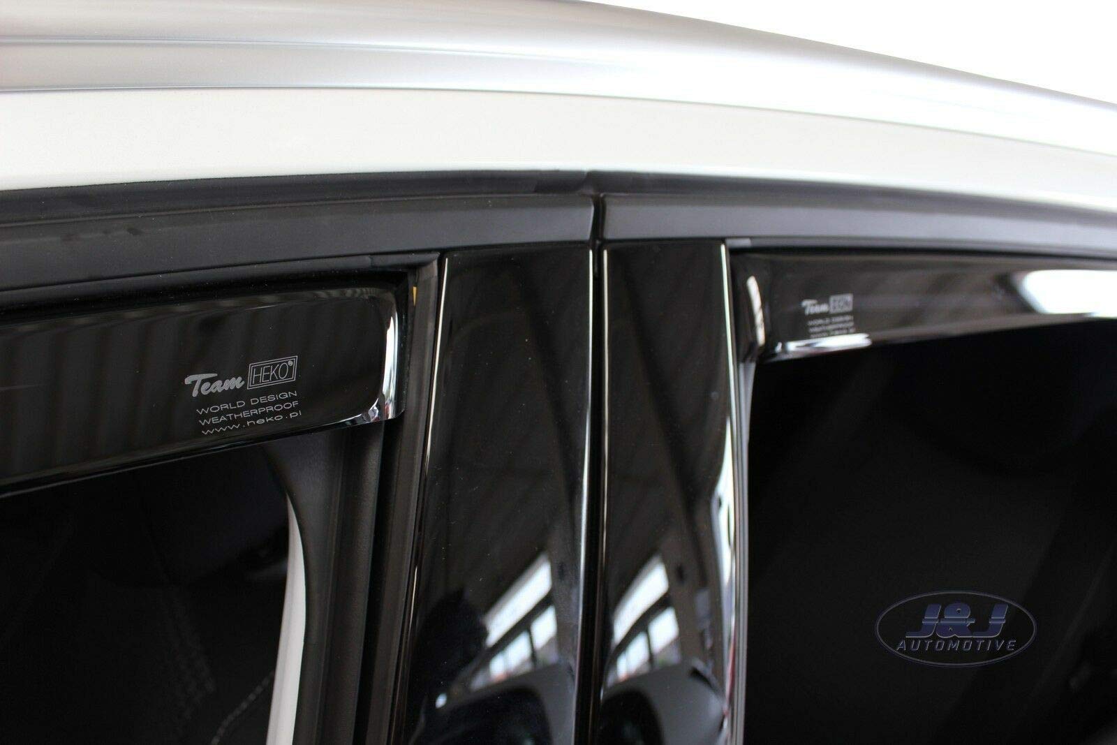 J&J AUTOMOTIVE Windabweiser passend für Peugeot 308SW Kombi 2014-2021 4tlg, Heko Regenabweiser Vorne Hinten Getönt Dunkel Passform