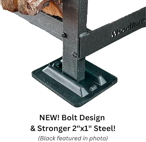 Miniatura 3 de Woodhaven Estante para leña negro de 3 pies 18 cuerda con cubierta de secado opcional - Hecho en EE.UU. - Almacenamiento de leña exterior e interior