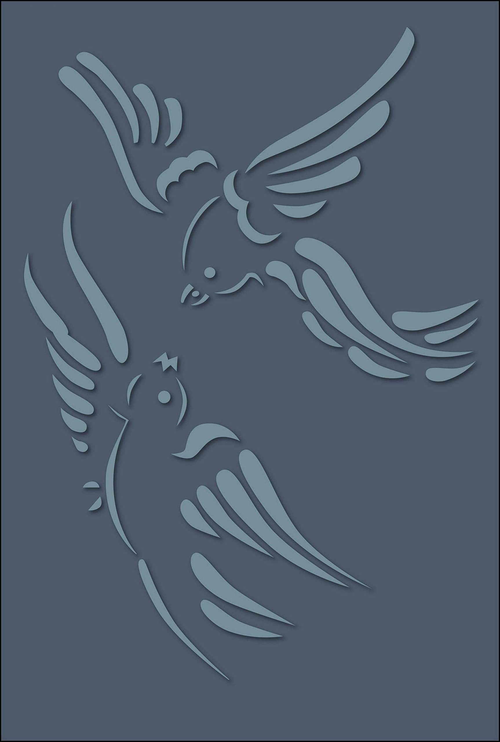 Bird Stencils Series1, Large Format Wall Art Painting Stencil, Reusable Plastic Decoration Template (Birds-12, XL)