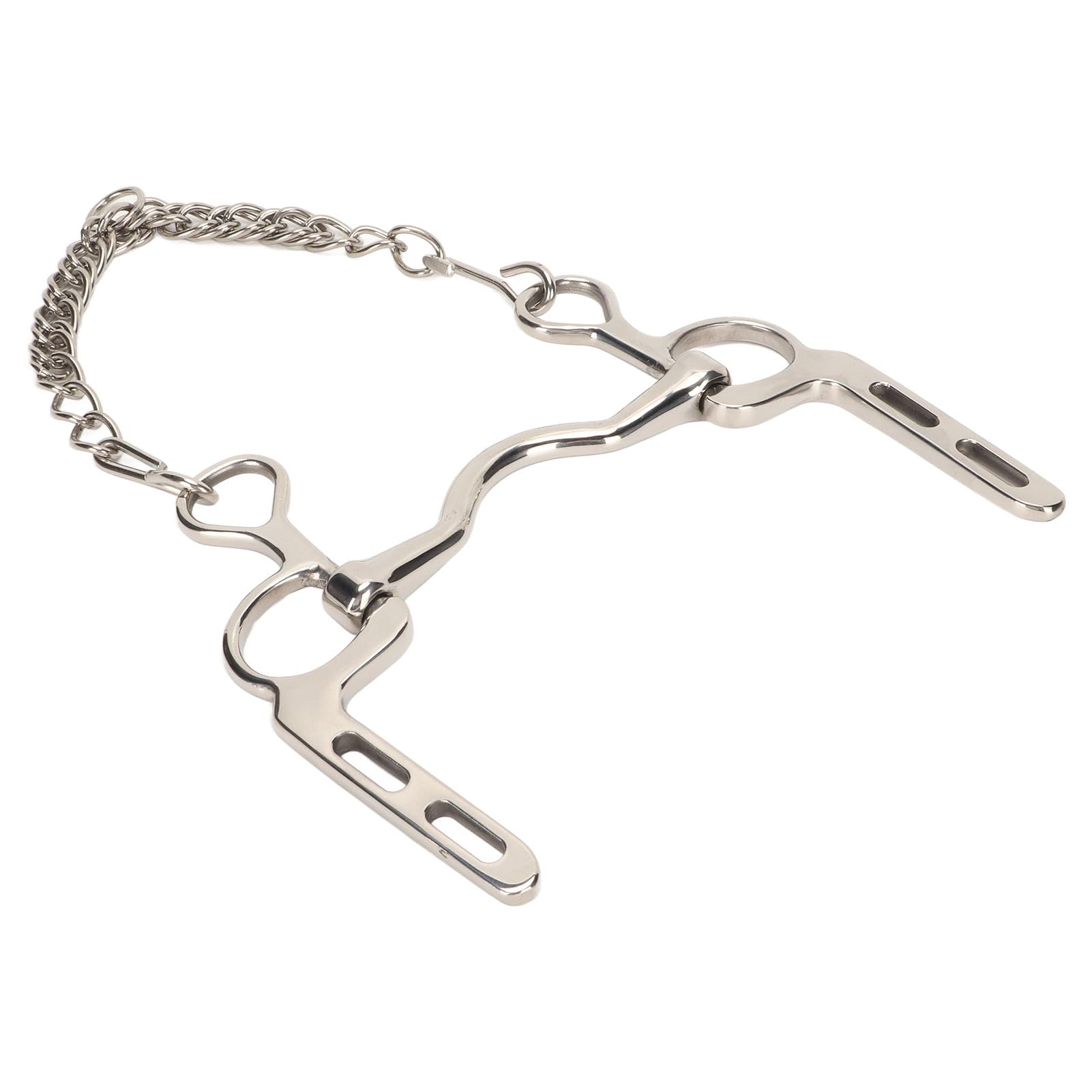 Bocado de Boca de Caballo de Acero Inoxidable, bocado de rienda a Prueba de óxido con Gancho de Rodillo y Cadena para un Control fácil, diseño sin presión sobre el paladar para gra