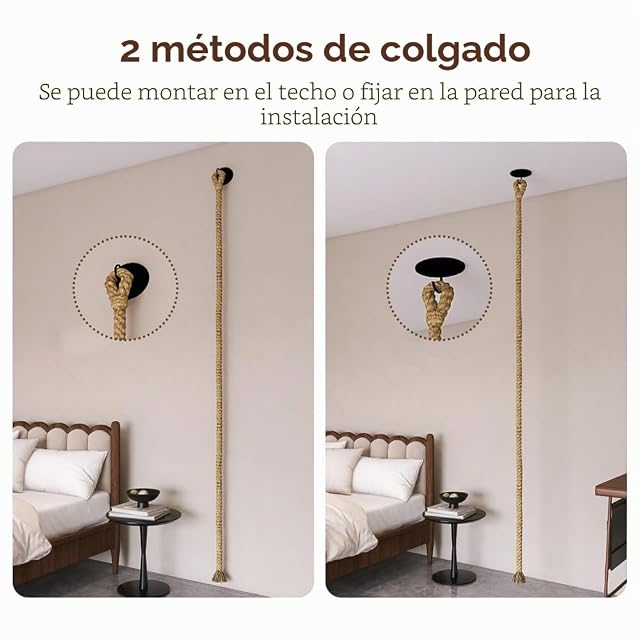 Foto 3 de 7 de Cuerda de escalada para gatos, cuerda de cáñamo de ejercicio para gatitos de 10 pies con tornillos de montaje…