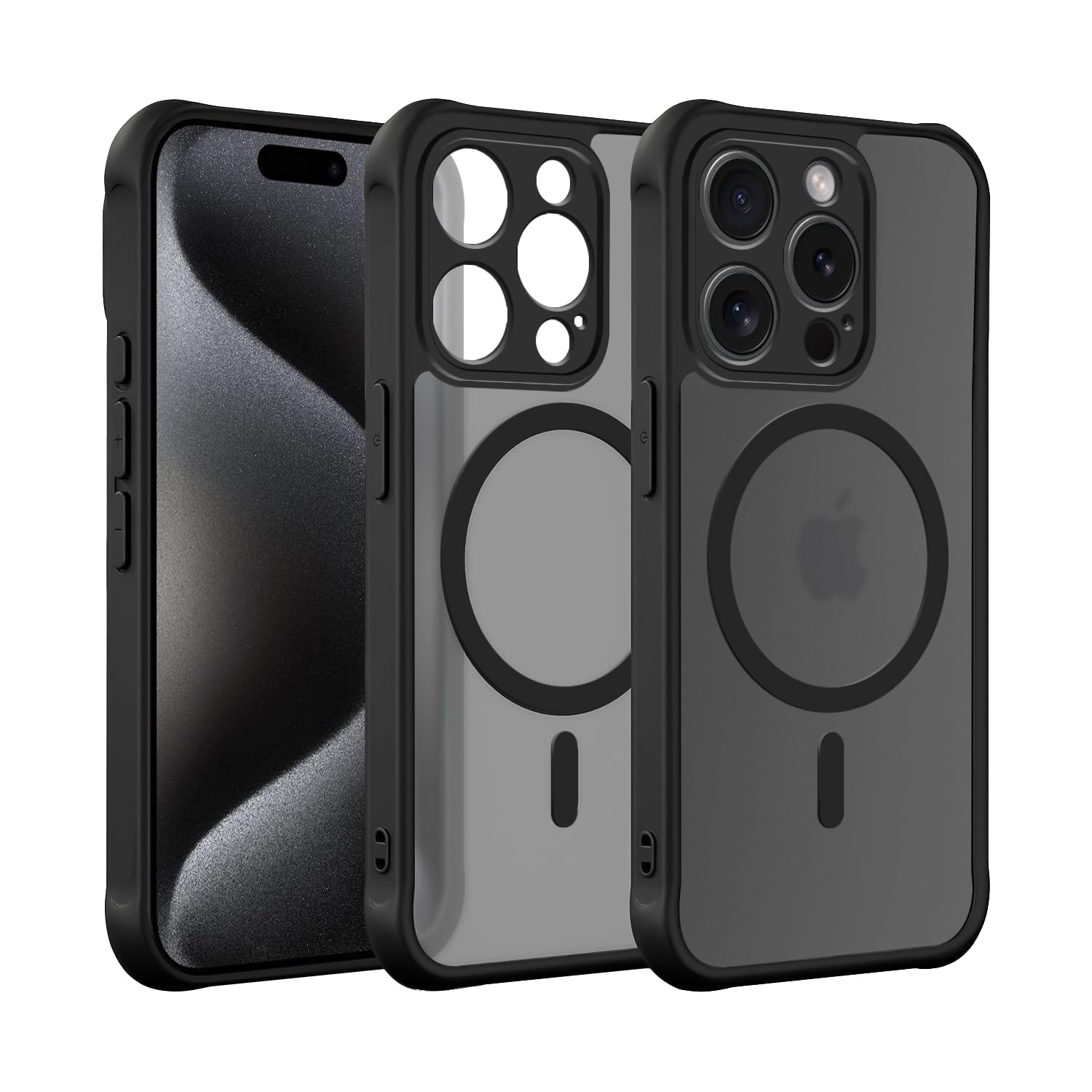 amazon basics Premium Frosted Mag-Safe Case | Sleek Translucent Matte Anti-Slip, Drop and Camera Protection |Back Case Cover for iPhone 15 Pro 6.1"- Translucent Black (B0CK2QFF7L) Amazon Price History, Amazon Price Tracker