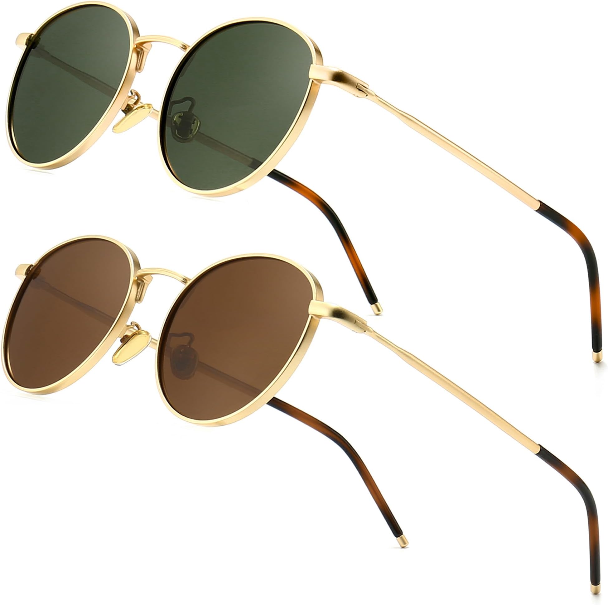 SUNGAITPonderable Metal Round Sunglasses for Men Women Classic Vintage Polarized Circle Sun Glasses