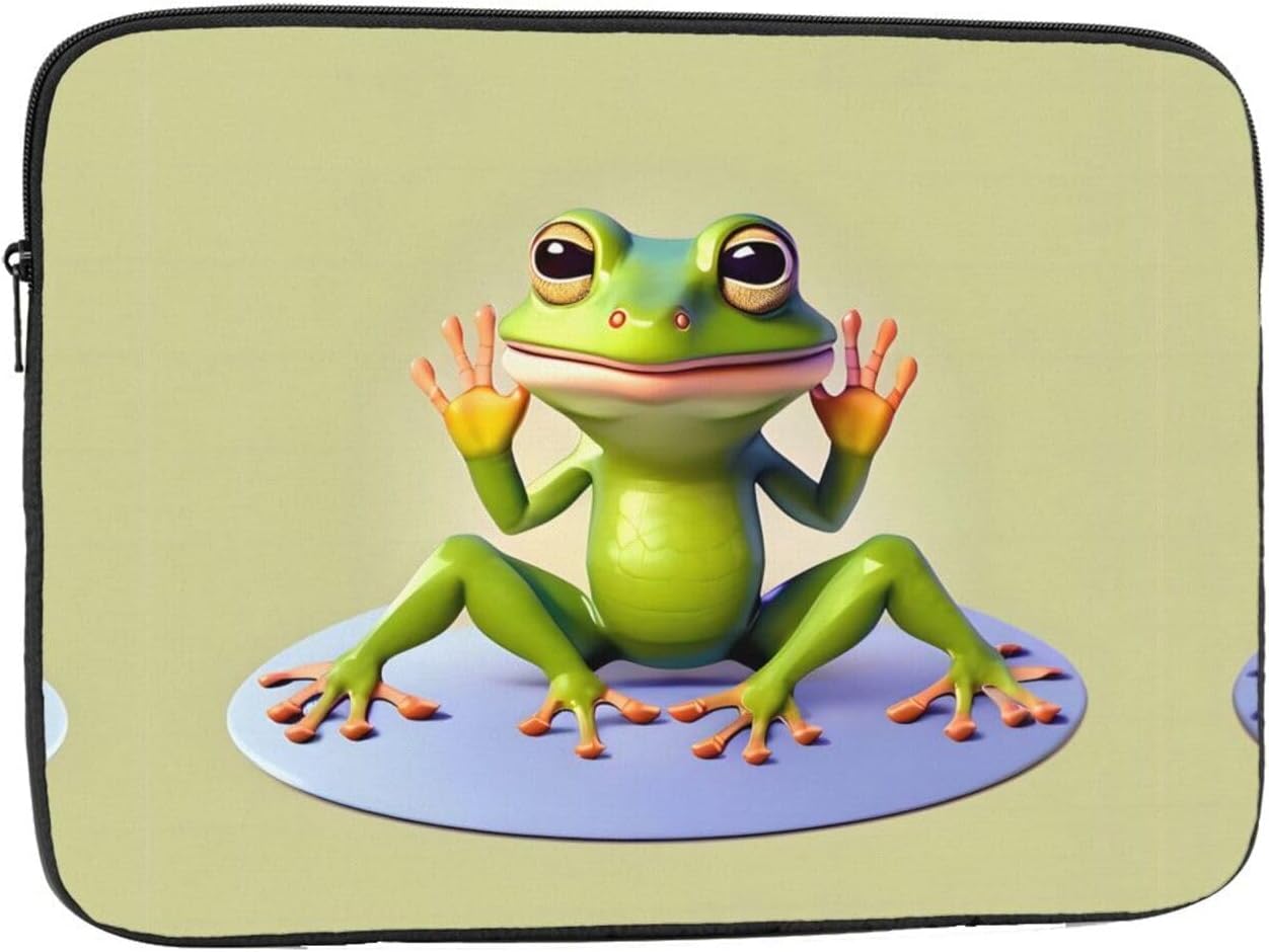 The Funny Frog Doing Yoga Printed 15 inch Laptop Case, Business/Office Commuter Laptop Case