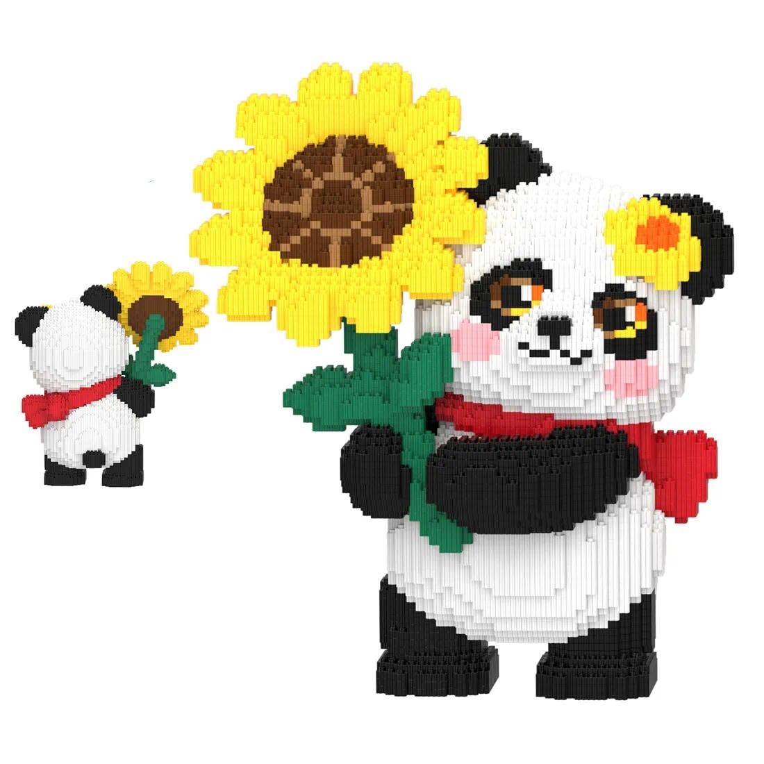 Mikro Bausteine Bausatz, 10100+ Teile Panda und Sonnenblume Klemmbausteine Modellbausatz, DIY Mini Bricks Tier Bauset Kreative Modular Architektur Spielzeug Geschenk für Erwachsene