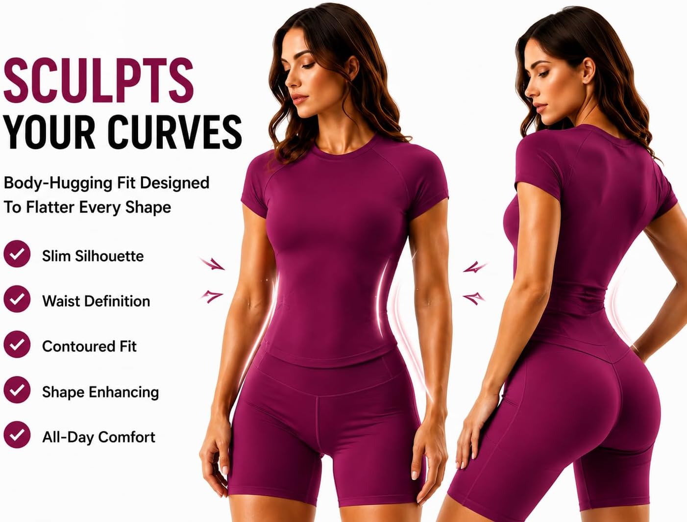 BumpGlow Women Compression Workout Crop Top Short Sleeve Gym Yoga Shirt