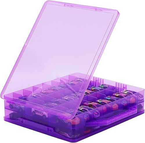 Miniatura 7 de HeIiLan Estuche organizador de almacenamiento de autos de juguete para autos Hot Wheels  Soporte de contenedor de transporte de doble cara para