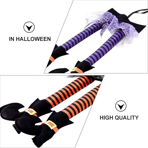 Miniatura 9 de Happyyami 2 piezas de patas de bruja malvadas de Halloween con zapatos de bruja rellena decoraciones de Halloween para decoración de interiores al