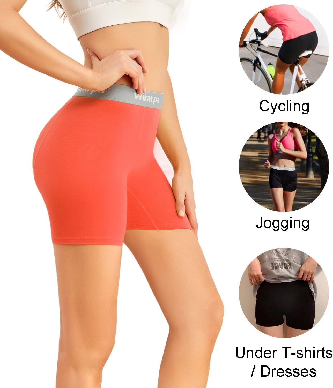 wirarpa Women's Boxer Briefs Cotton Underwear Anti Chafing Boy Shorts Panties 5.5" Inseam 4 Pack - Image 4