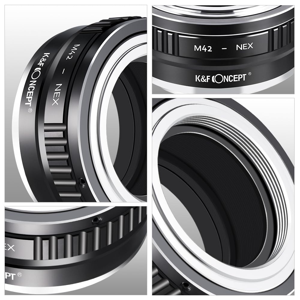 K&F CONCEPT M42-NEX II Kupfer-Bajonett Objektivadapter,Adapter Ring,Sony NEX Adapter,Objektiv Adapterring für M42 Objektiv auf Sony NEX E-Mount Kamera Sony Alpha NEX-7 NEX-6 NEX-5N NEX-5 NEX-C3 NEX-3