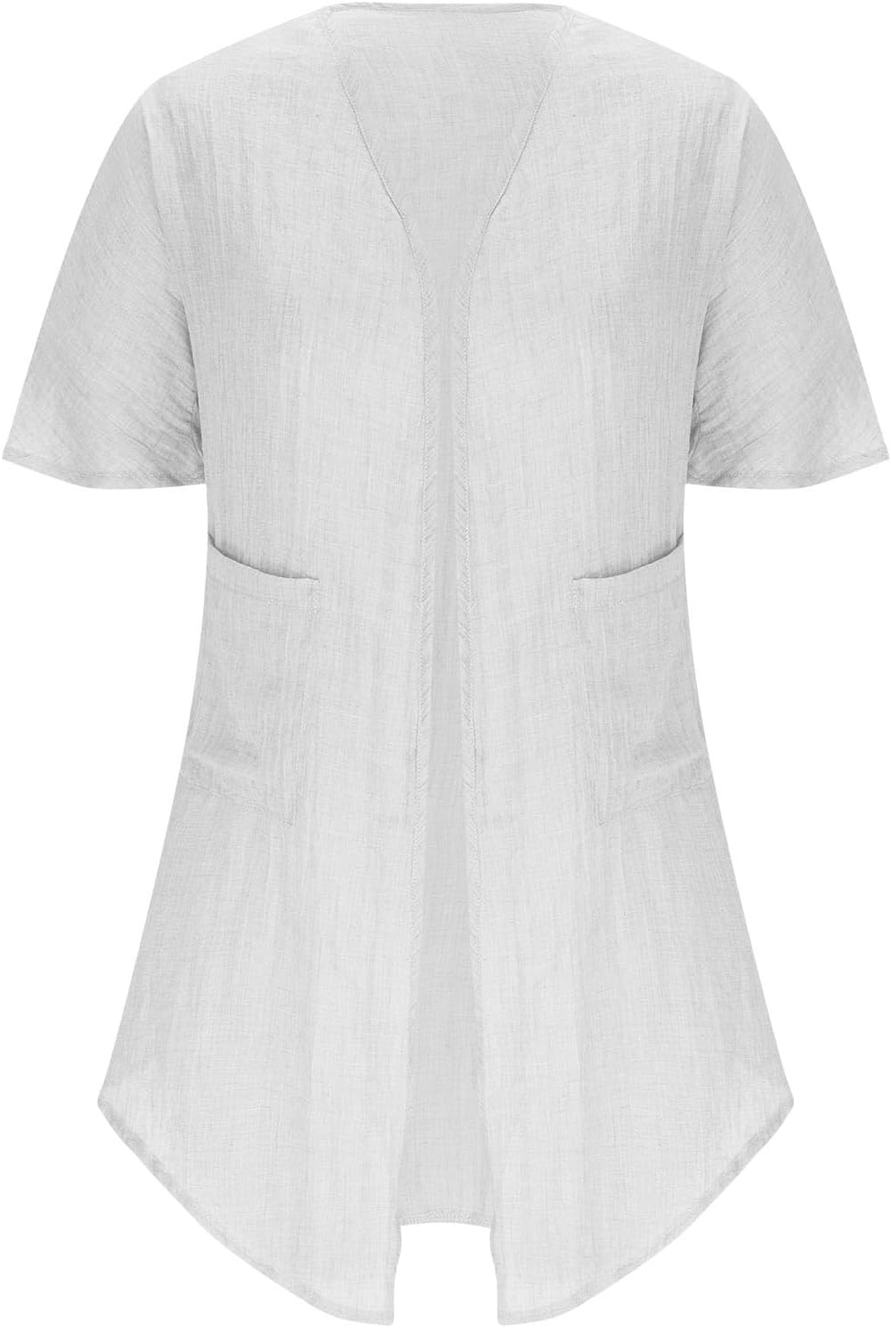 Womens Linen Cardigans Lightweight Cover Up Fall Casual Loose Half Sleeve Cotton Tops Beach Coverups with Pockets