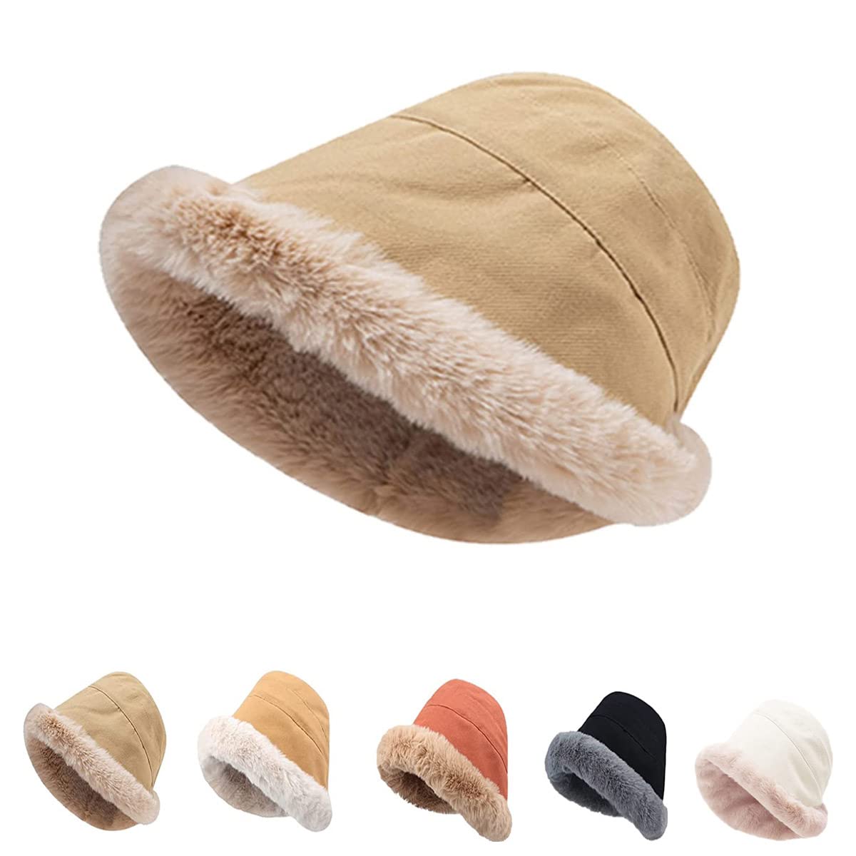 Extraordal Plus Velvet Thickened Fisherman Hat, 2023 New Winter Plush Bucket Hat for Women