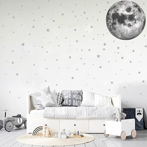 Miniatura 6 de Calcomanías de pared de luna y estrellas para despegar y pegar, calcomanías de pared de luna y estrellas para habitación de niños, guardería,